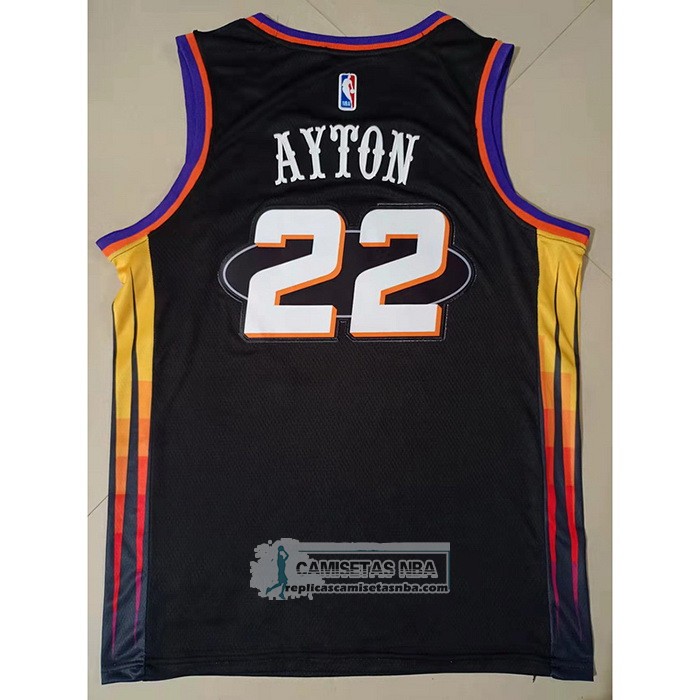 Camiseta Phoenix Suns Deandre Ayton NO 22 75th Anniversary 2022 Negro